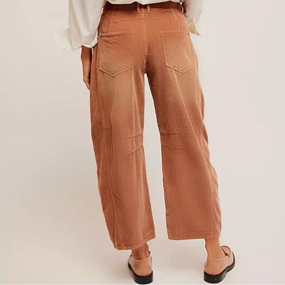 Free People Good Luck Cord Barrel Jeans Tan Brown Neutral Size 27 Corduroy - Picture 3 of 12